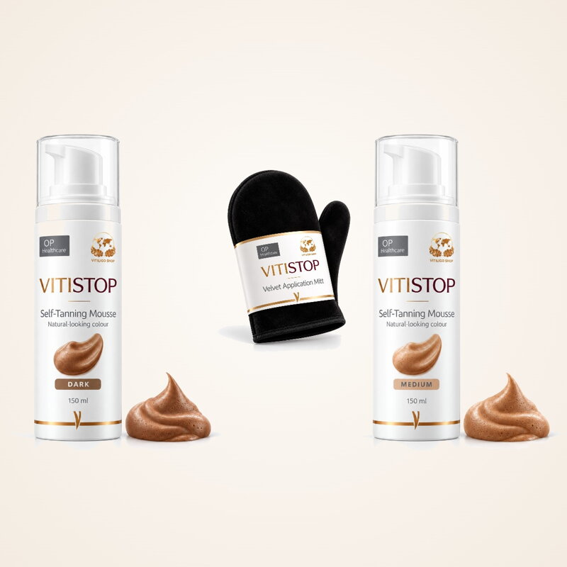 Vitistop samoopalovací pěna na vitiligo s rukavicí Velvet